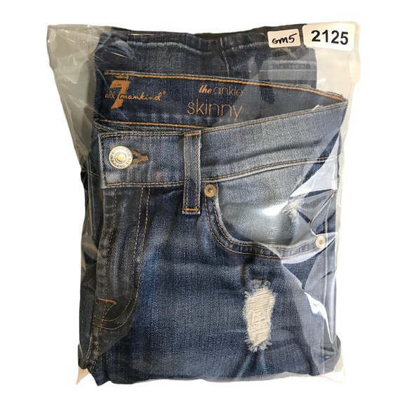 7 For All Mankind Women's The Ankle Skinny Jeans Mid-Rise Blue Denim Cotton 26 - Picture 14 of 14